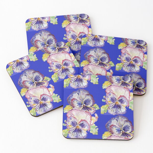 Item preview, Pansy Watercolor Purple Flower Pattern on Navy Blue designed and sold by Sarah  Rajkotwala.