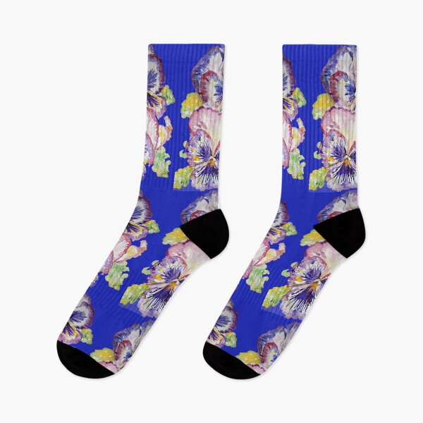 Item preview, Pansy Watercolor Purple Flower Pattern on Navy Blue designed and sold by Sarah  Rajkotwala.