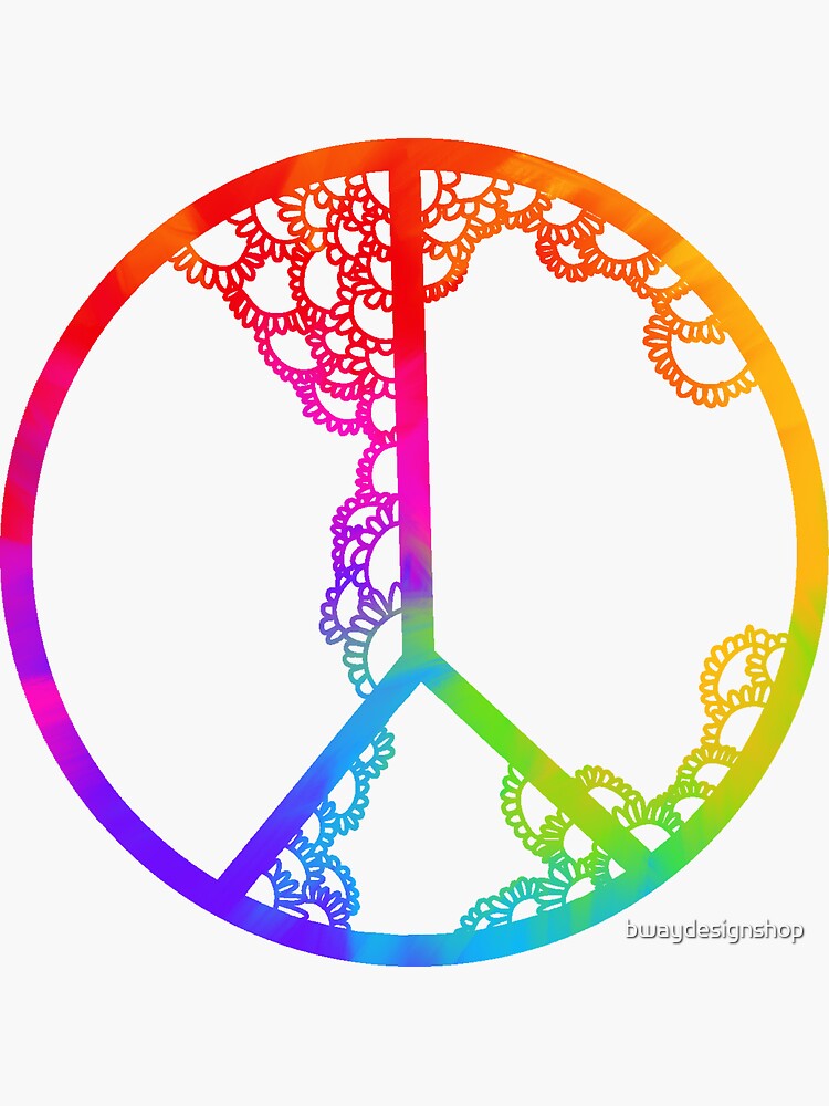 Tie Dye Peace Sign Sticker Sticker For Sale By Bwaydesignshop Redbubble 