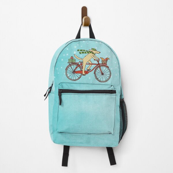 Item preview, Dog Riding Bicycle with Squirrel Winter Holiday designed and sold by Jenn Inashvili.