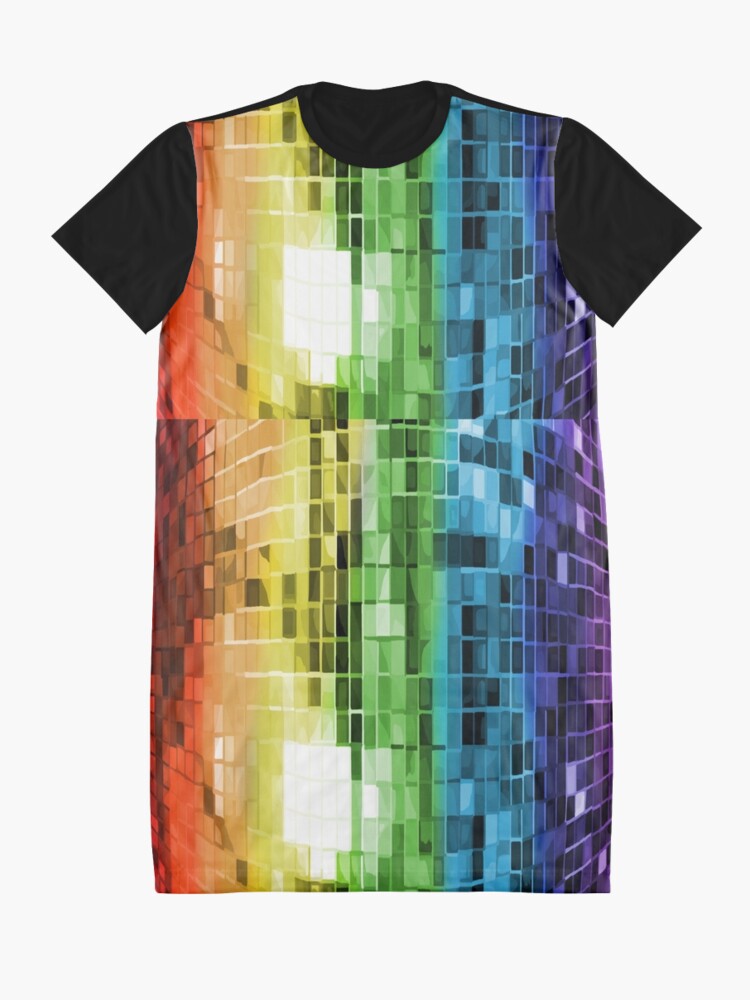 Alternate view of Rainbow Disco Ball Pattern Graphic T-Shirt Dress