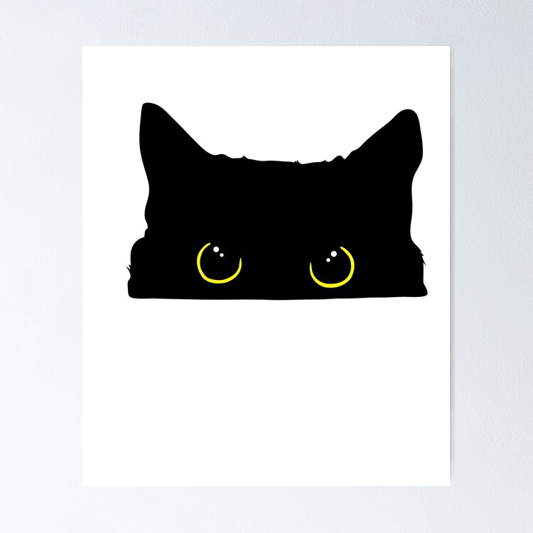 Peeking black kitty cat Silhouette  Sticker
