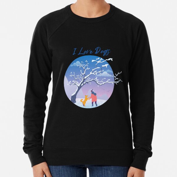Winter - Woman walking her dog Lightweight Sweatshirt