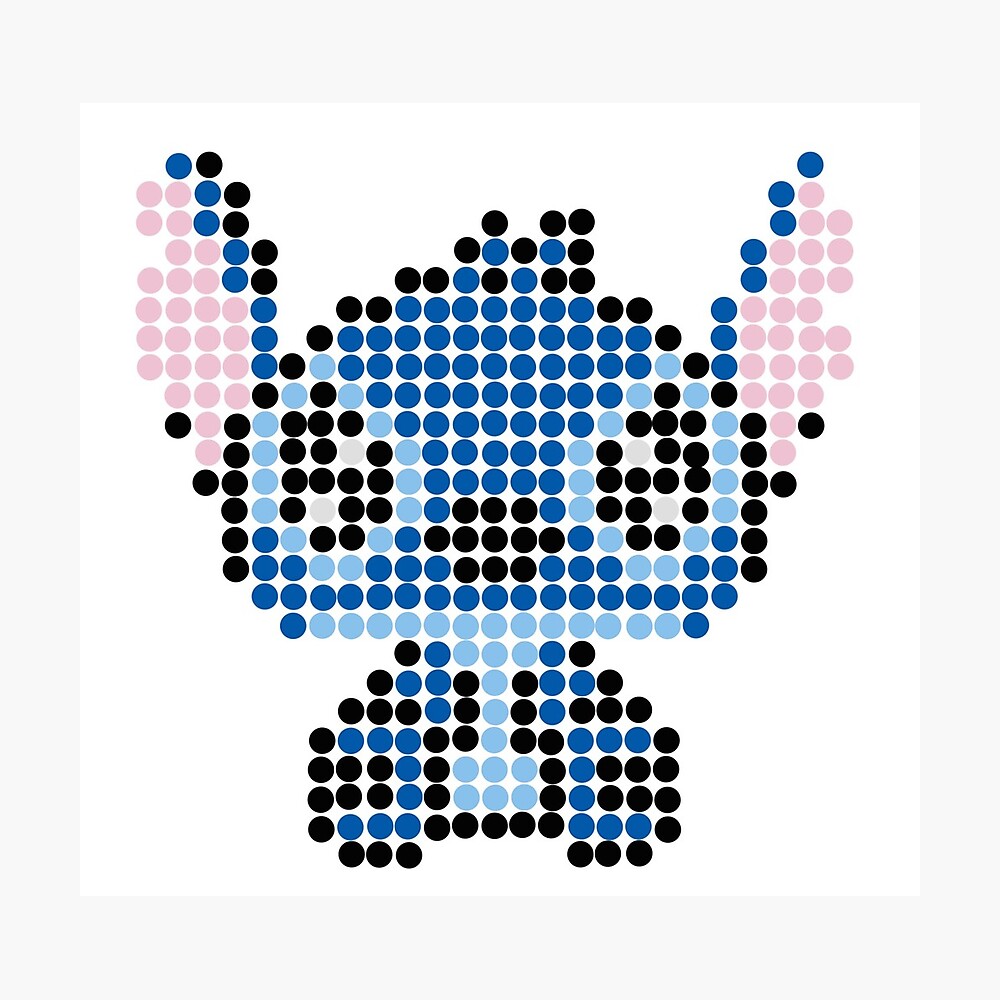 Disney leelo and stitch pixel perler bead art 8bit kids room artwork  frameable