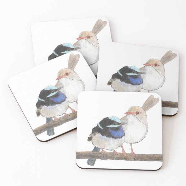 Item preview, Superb Fairy Wrens drawing designed and sold by LittleWrenArt.