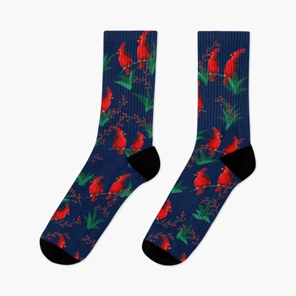 Item preview, Red Cardinal Watercolor Design in a dark blue background designed and sold by Susaans-Art.