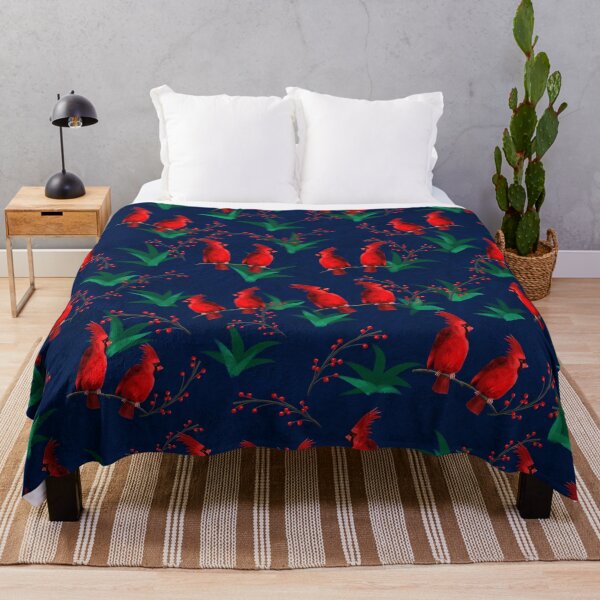 Vista previa del artículo con la obra «Diseño de acuarela cardenal rojo sobre un fondo azul oscuro», diseñado y vendido por Susaans-Art.