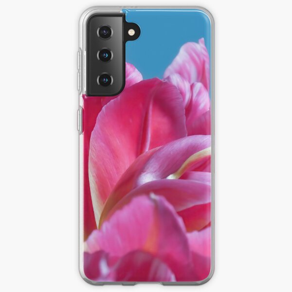 Pink Parrots Tulips petals close up II Samsung Galaxy Soft Case