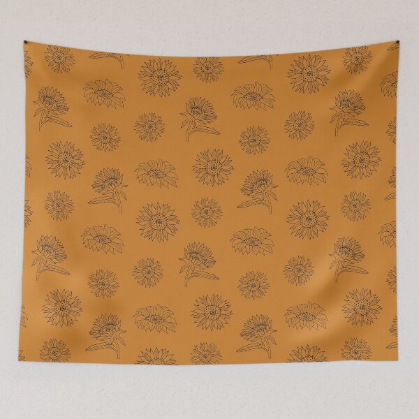 Item preview, Burnt Orange Contour Sunflowers Pattern from the Country Sunflower Collection designed and sold by CJAura by Claire Jane Johnson.