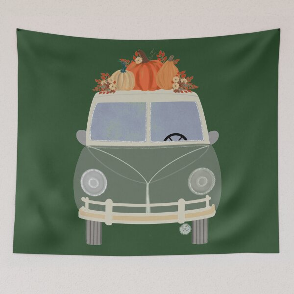 Item preview, Autumn Road Trip! Pumpkins, Gourd, Leaves and Flowers Original Art  designed and sold by RobinetteArt.