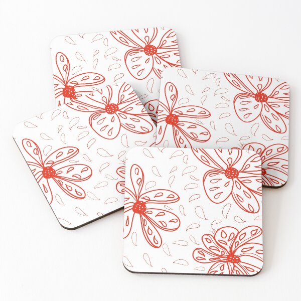 Item preview, Red Floral Line Drawing designed and sold by Helen Knecht.