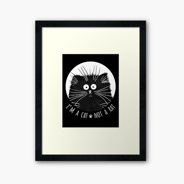 Impression Encadree Mignon Chat Noir Et Blanc Laid Par Kleynard Redbubble