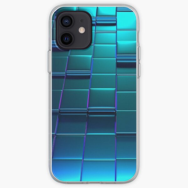 Cube Purple Blue Squares Pattern iPhone Soft Case