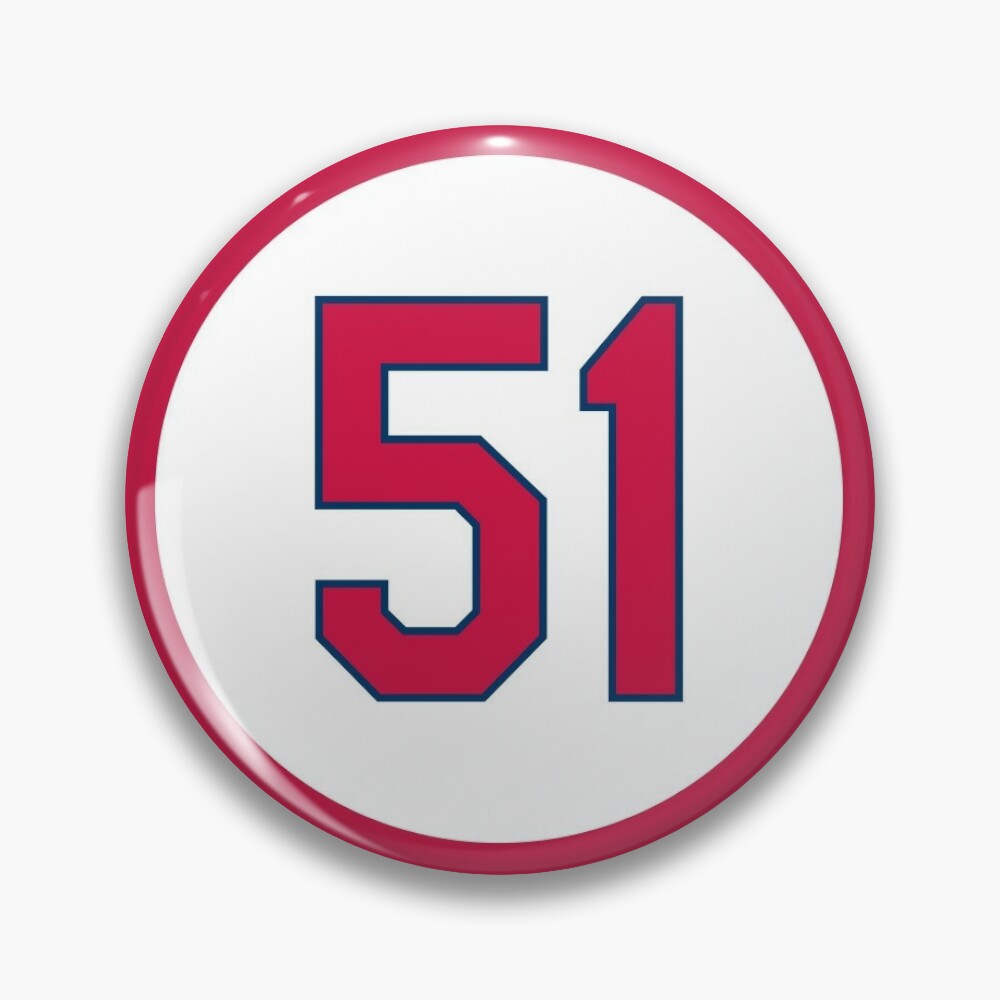 Badge for Sale avec l'œuvre « Willie McGee #51 Jersey Number » de l'artiste  StickBall