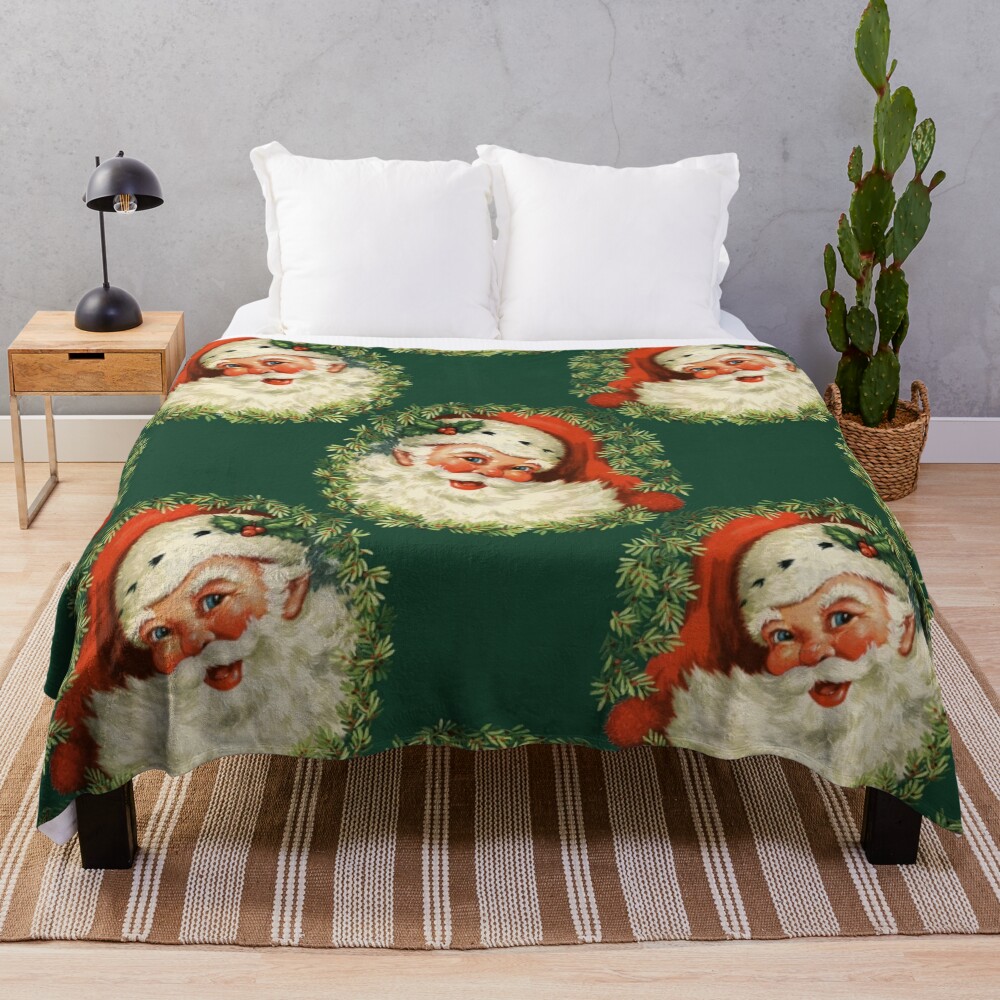 Vintage Retro Santa Claus Throw Blanket