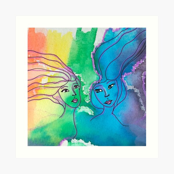 Sisters Water color Art Print