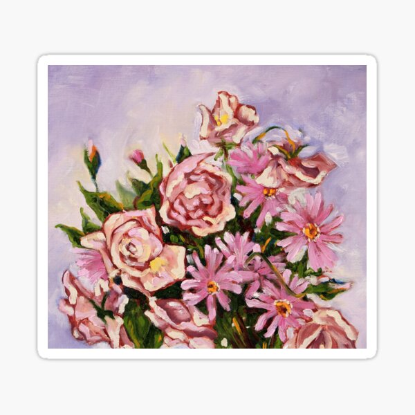 A Bouquet of Beautiful Pink Roses Sticker