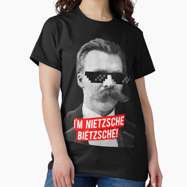 Vista previa del artículo con la obra «Yo soy Nietzsche Bietzsche», diseñado y vendido por fomodesigns.