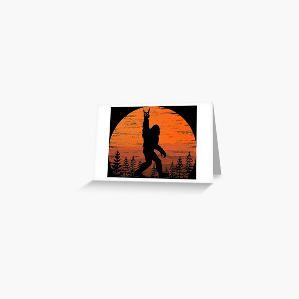 Funny Retro Bigfoot Rock Roll Shirt Forest Sasquatch Believers Birthday T-Shirt Greeting Card
