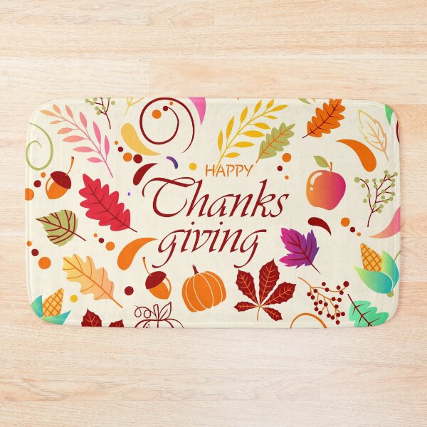 Item preview, happy thanksgiving day , hand drawn happy thanksgiving with autumn leaves designed and sold by mashmosh.