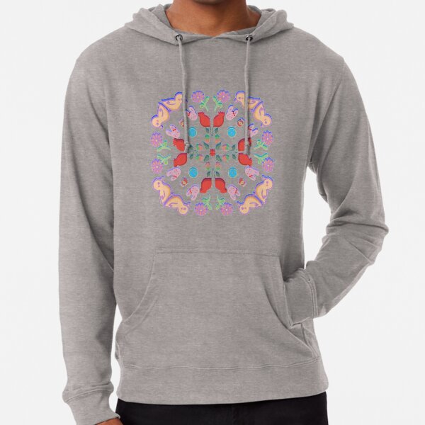 Folk art with birds and bunny Lightweight Hoodie