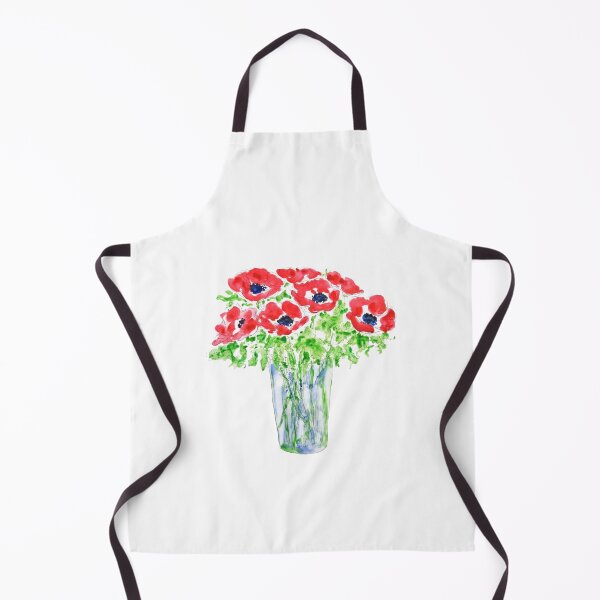 Item preview, hand painted red anemones flowers ink and watercolor designed and sold by SelenePaintings .