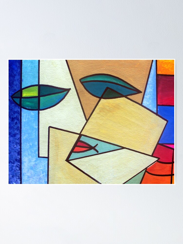 THE POSTER CLUB ポスター ABSTRACT Cubism Abstract Cubism Wall Art, Cubist Poster for Bedroom, Living