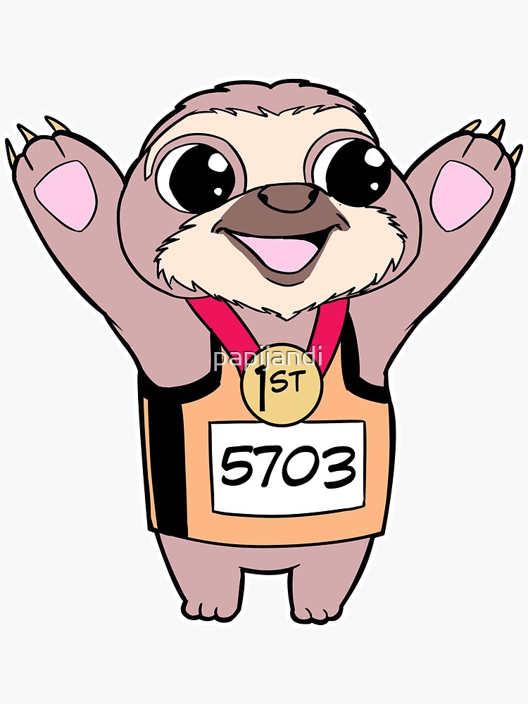 Cute Sloth Runner Sticker For Sale By Papijandi Redbubble