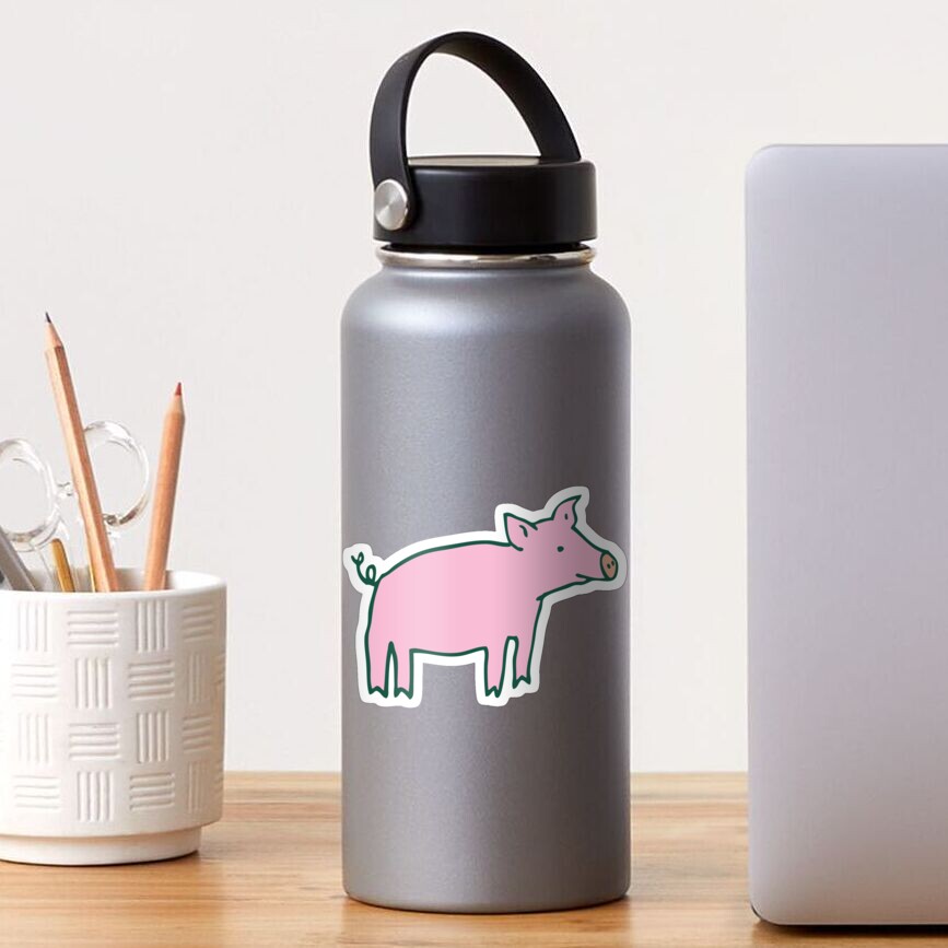 Simple Pig - pink and white - cute animal pattern by Cecca Designs Sticker