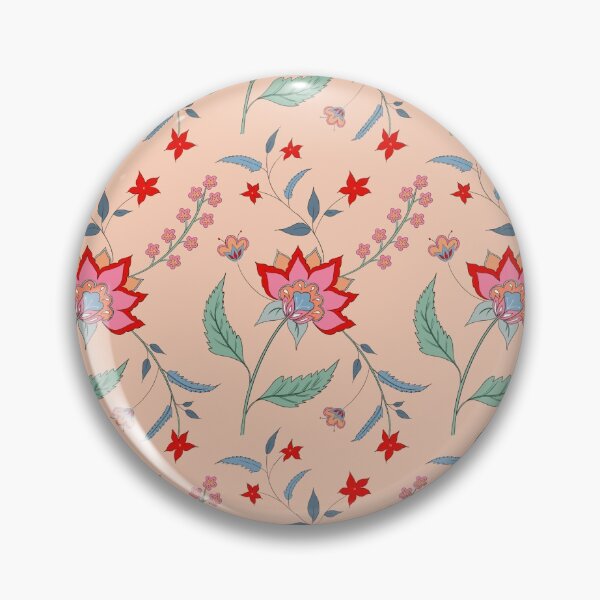 Item preview, Pink and red chintz floral - beige designed and sold by Geetika Batra.