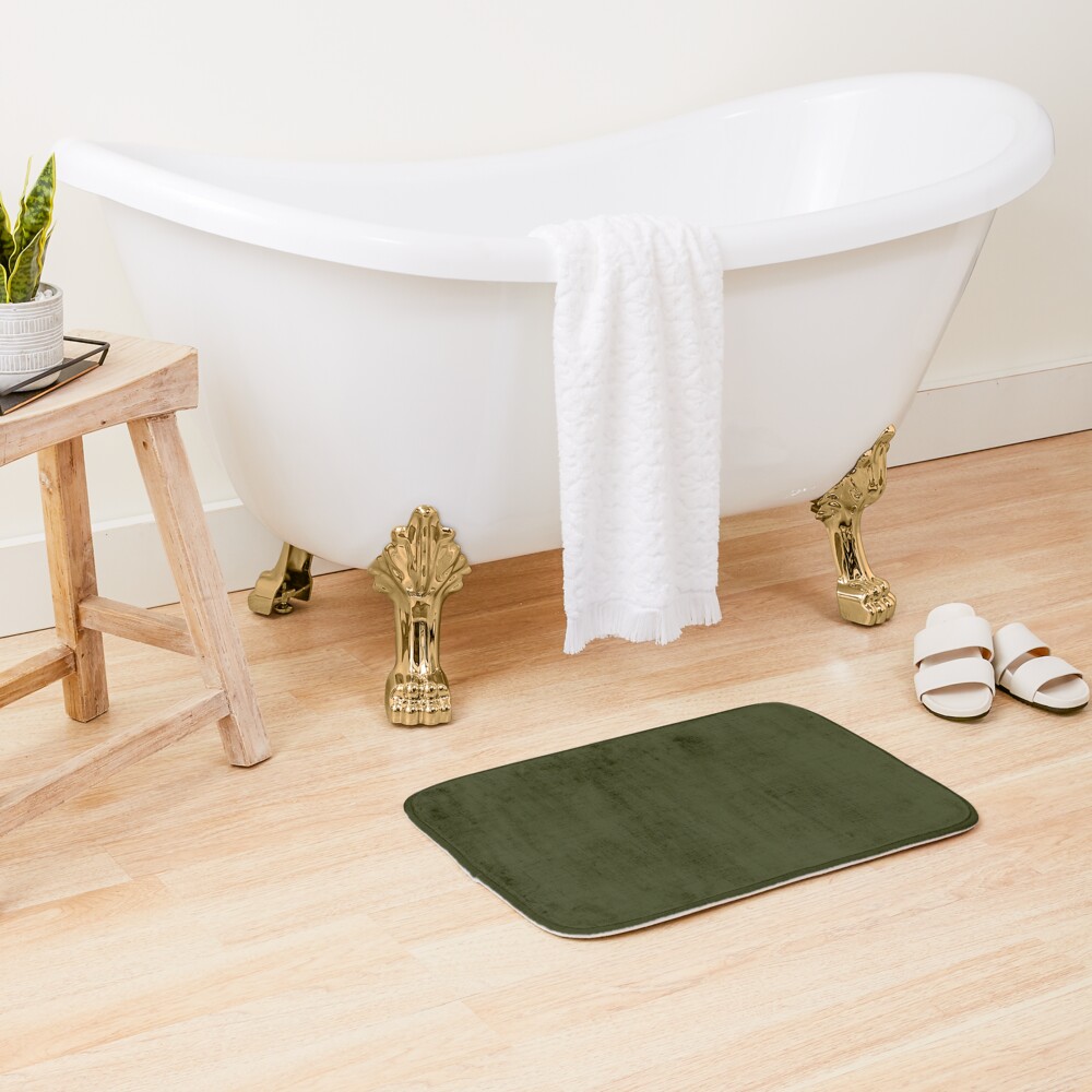 Dark olive textured. Bath Mat