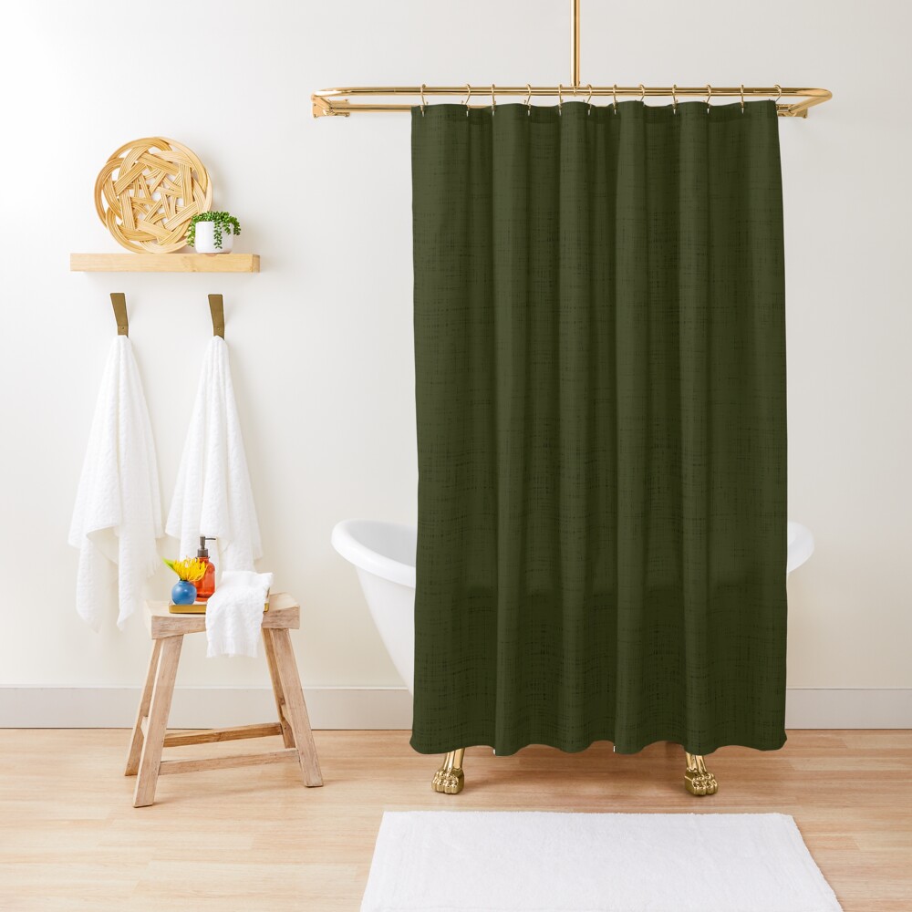 Dark olive textured. Shower Curtain