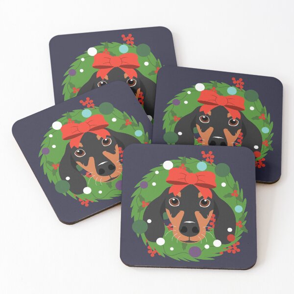 Item preview, Dachshund Sausage Dog Christmas Wreath designed and sold by Lulupainting.