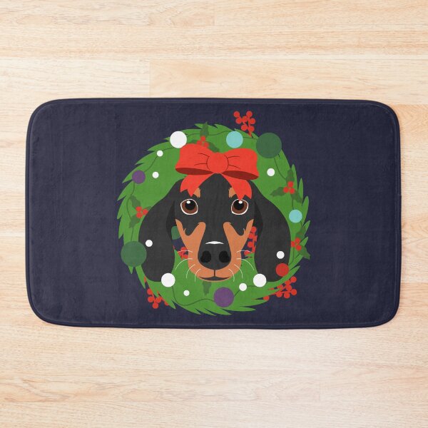 Item preview, Dachshund Sausage Dog Christmas Wreath designed and sold by Lulupainting.