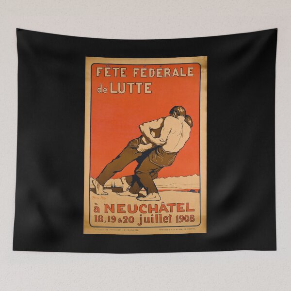 Item preview, retro neuchatel fete federale de lutte juillet 1908 vintage reclame designed and sold by CorasPosters.
