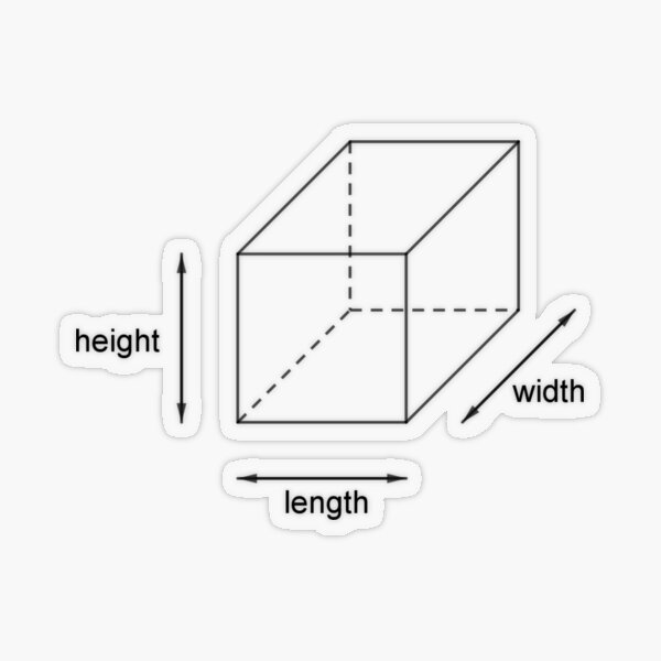 Height - Length - Width Transparent Sticker