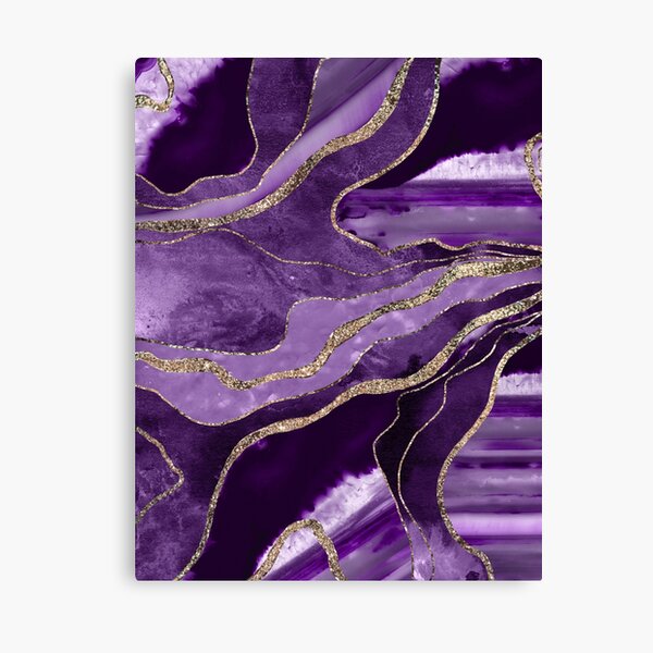 Purple Marble Agate Gold Glitter Glam #1 (Faux Glitter) #decor #art Canvas Print