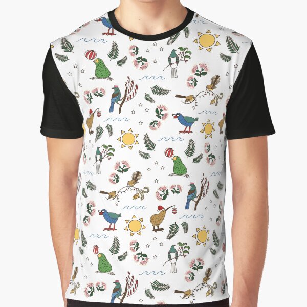 New Zealand Christmas Birds Graphic T-Shirt