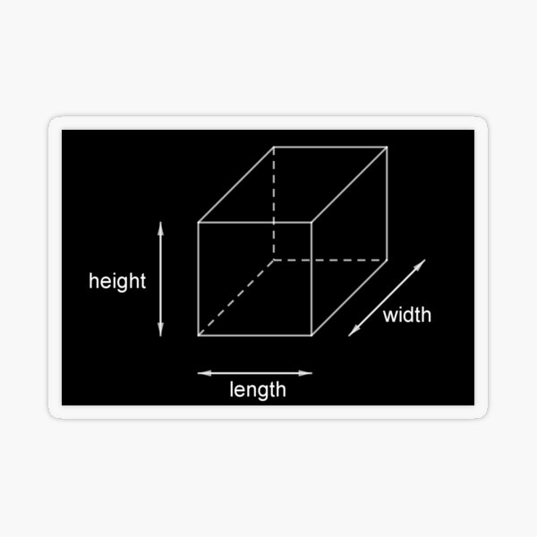 Height - Length - Width Transparent Sticker
