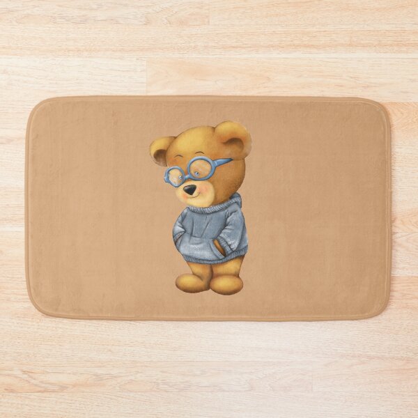 Item preview, Teddy bear in a gray sweater and blue glasses shy, hands in pockets designed and sold by Alekseevna.