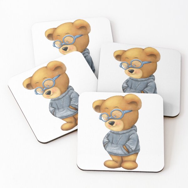 Item preview, Teddy bear in a gray sweater and blue glasses shy, hands in pockets designed and sold by Alekseevna.