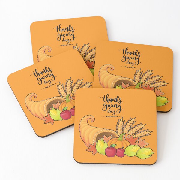 Item preview, happy Thanksgiving Day, Thanksgiving cornucopia filled with fresh harvest vegetables designed and sold by mashmosh.