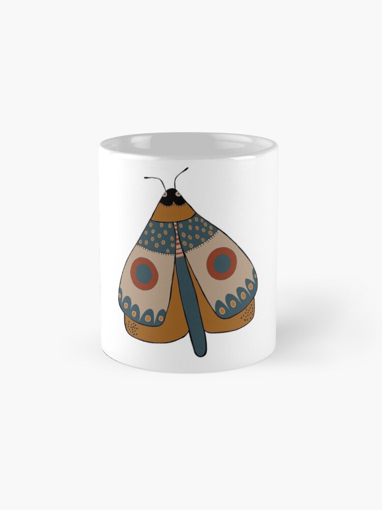 Thumbnail 4 of 6, Coffee Mug, colorful moth digital drawing designed and sold by Florcitasart.