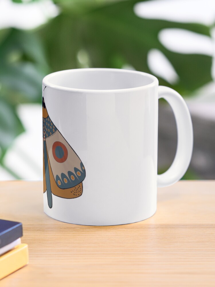 Thumbnail 1 of 6, Coffee Mug, colorful moth digital drawing designed and sold by Florcitasart.