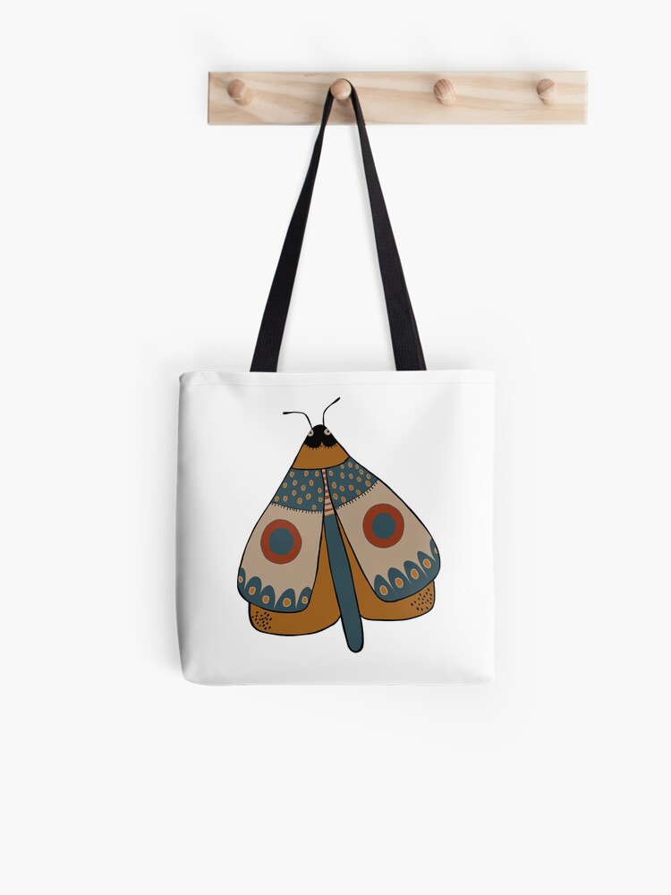 Thumbnail 1 of 2, Tote Bag, colorful moth digital drawing designed and sold by Florcitasart.