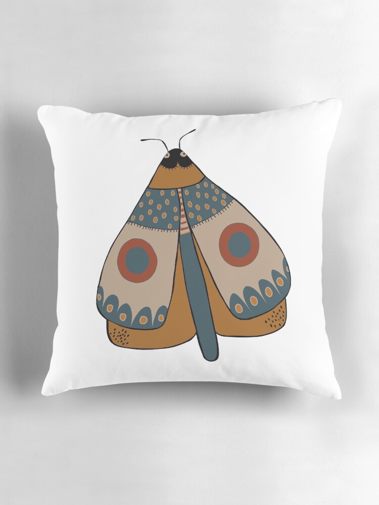 Thumbnail 3 of 4, Pillow, colorful moth digital drawing designed and sold by Florcitasart.