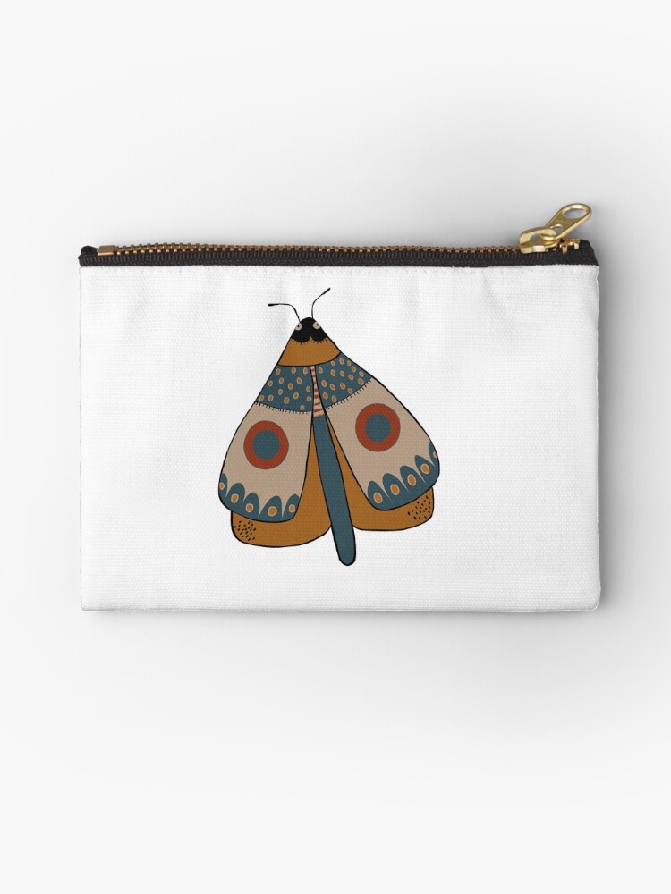 Thumbnail 1 of 4, Zipper Pouch, colorful moth digital drawing designed and sold by Florcitasart.
