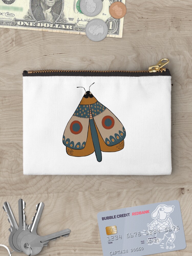 Thumbnail 3 of 4, Zipper Pouch, colorful moth digital drawing designed and sold by Florcitasart.