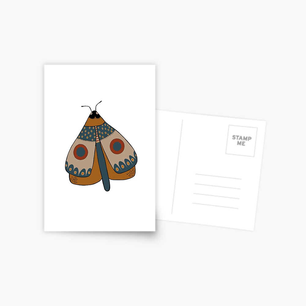 colorful moth digital drawing Postcard
