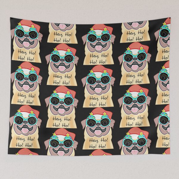 Item preview, Hey, Ho, Ho, Ho! (pug Santa hat) designed and sold by HamiltonmagicTs.